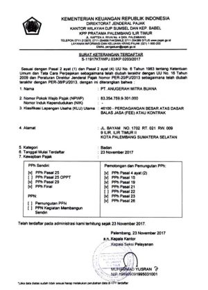SURAT KETERANGAN TERDAFTAR